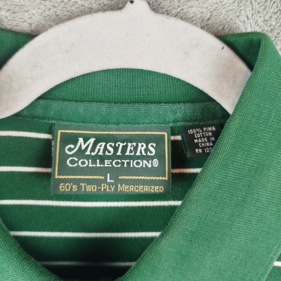 Masters Collection 60's Two-Ply Mercerized Green Golf Polo Mens L Augusta Logo - Picture 5 of 13